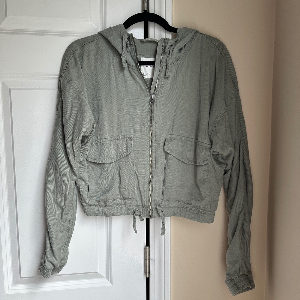 Abercrombie & Fitch Green Utility Jacket with Hood Size M